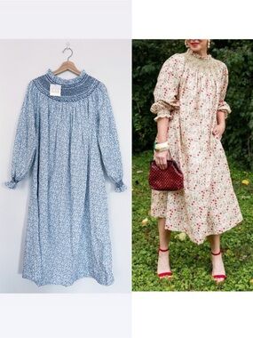 Dondolo x Pencil & Paper Co. || Smocked Midi Dress Creative Club Floral Blue 1